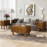 Solid Wood 40-Inch Antique Coffee Table With Drawers - Sleep Galleria
