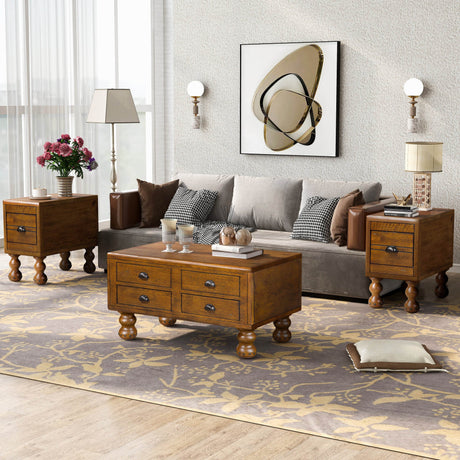 Solid Wood 40-Inch Antique Coffee Table With Drawers - Sleep Galleria