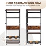 Adjustable Height Raised Dog Feeding Station With Storage - Sleep Galleria