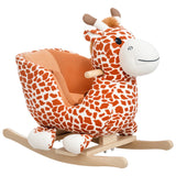 Plush Wooden Giraffe Kids Rocking Horse Toy Chair - Omega Lifestyles