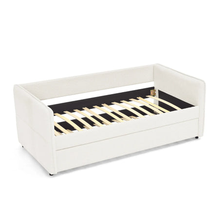 Twin Upholstered Boucle Daybed With Functional Trundle - Omega Lifestyles