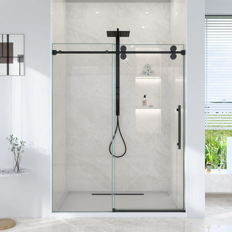 Frameless Matte Black 8mm Tempered Glass Shower Door - Omega Lifestyles