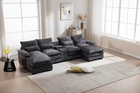 Modern U-Shaped 6-Seat Upholstered Sleeper Sofa - Omega Lifestyles