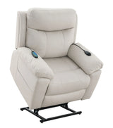 Beige Polished Microfiber Power Motion Massage Recliner Chair - Omega Lifestyles