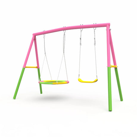 Heavy-Duty Steel A-Frame Outdoor Backyard Swing Set - Omega Lifestyles