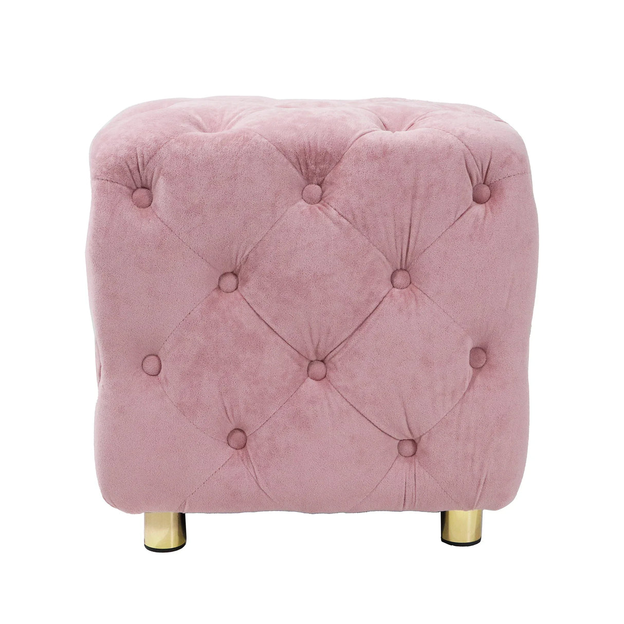 Pink Velvet Dice-Shaped Storage Ottoman With Foam Seat - Omega Lifestyles