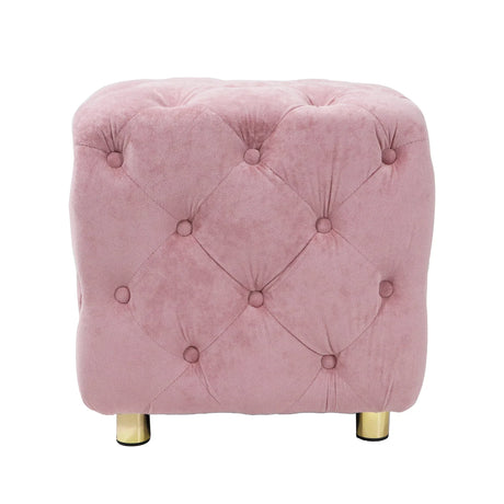 Pink Velvet Dice-Shaped Storage Ottoman With Foam Seat - Omega Lifestyles