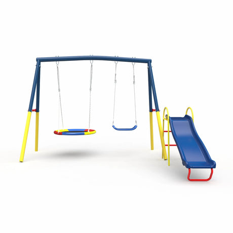 3-in-1 Heavy-Duty Steel Outdoor Kids Swing Set - Omega Lifestyles