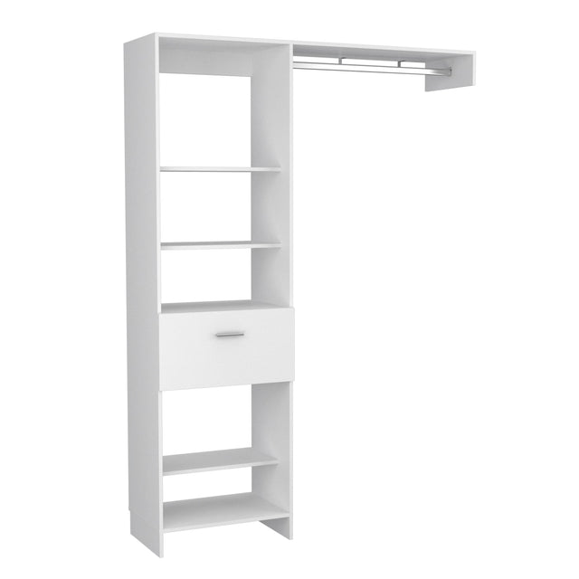 Modern White Particle Board Bedroom Closet Organizer - Omega Lifestyles