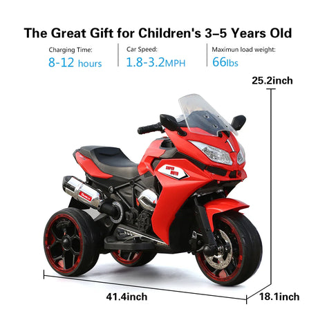 12V Rechargeable Kids Ride-On Motorcycle With Lights - Omega Lifestyles