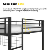 Full Over Twin Metal Bunk Bed With Desk Charging Station - Omega Lifestyles