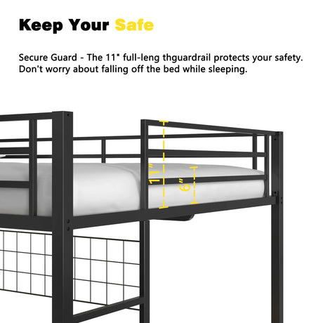 Full Over Twin Metal Bunk Bed With Desk Charging Station - Omega Lifestyles