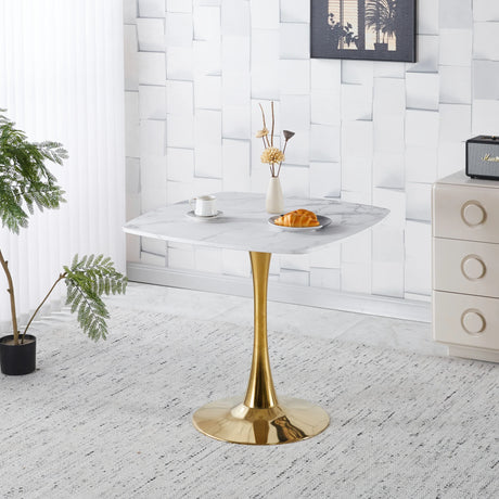 Square Tulip Modern MDF Metal Pedestal Dining Table - Omega Lifestyles