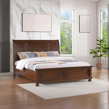 Full Cherry Wood Storage Drawer Bed Frame - Omega Lifestyles