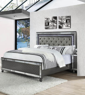 Modern Glam Queen Panel Bed Frame With LED Lights - Omega Lifestyles