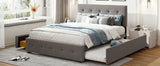 Upholstered Platform Bed With Drawers And Twin XL Trundle - Omega Lifestyles
