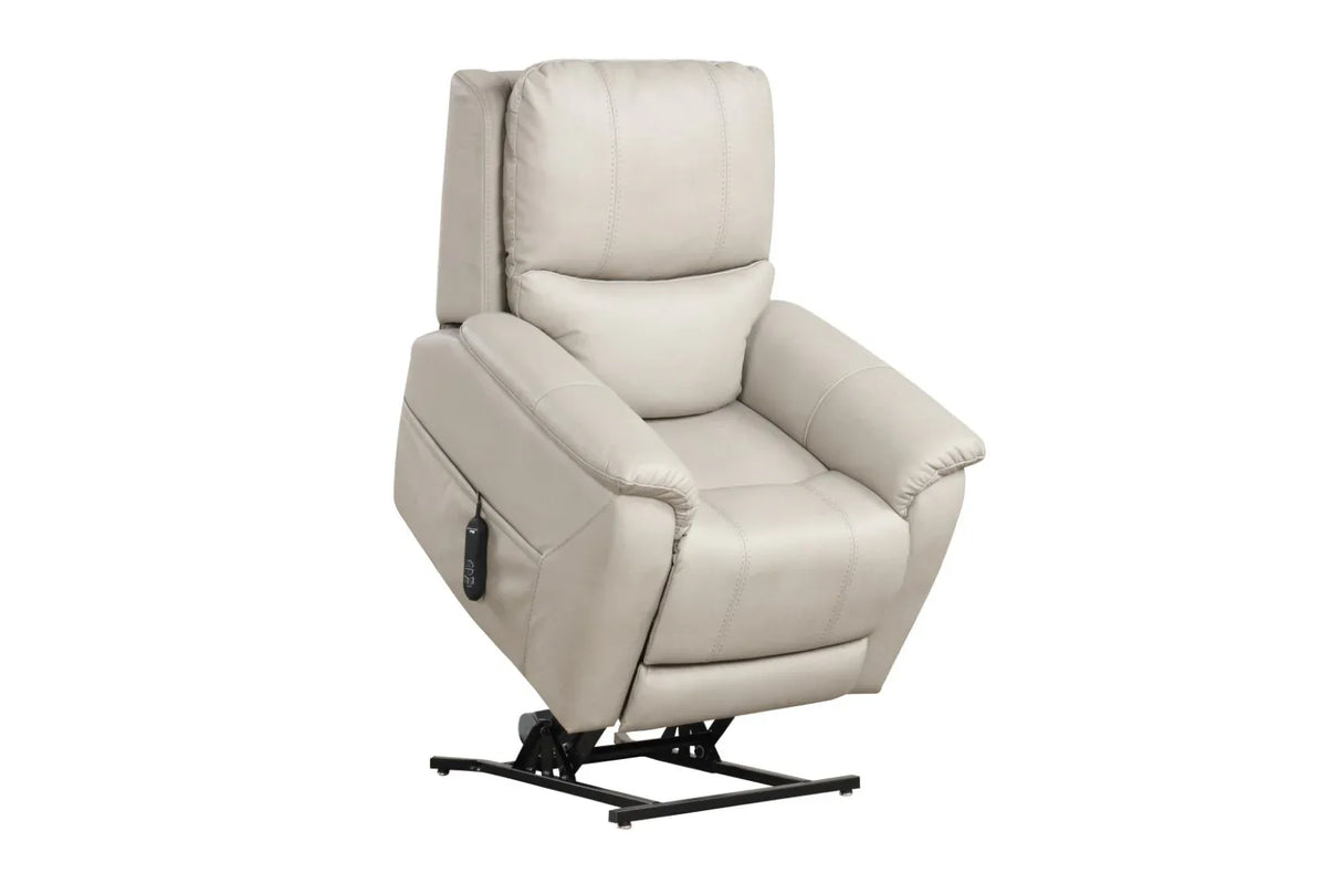Contemporary Style Lift Chair Aesthetic Design Saddle Arms Wired Controller USB Port Steel Seat Box Light Gray Finish - Omega Lifestyles