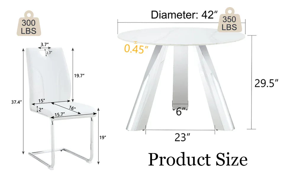 42-Inch Round Sintered Stone Dining Table With Chairs - Omega Lifestyles