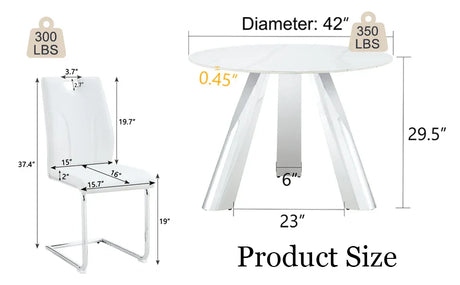 42-Inch Round Sintered Stone Dining Table With Chairs - Omega Lifestyles