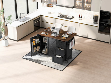 Farmhouse Kitchen Island Cart With Power Outlet - Omega Lifestyles