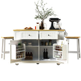 48-Inch Classic Kitchen Island With 2 Bar Stools and Power Outlet - Omega Lifestyles
