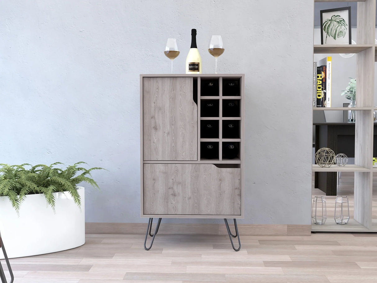 Light Grey Particle Board Liquor Cabinet With Steel Legs - Omega Lifestyles