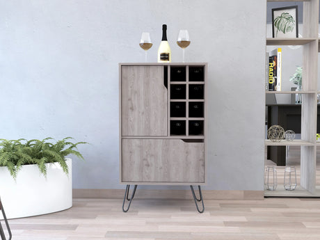 Light Grey Particle Board Liquor Cabinet With Steel Legs - Omega Lifestyles
