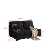 Black Corduroy Double-Seater Sofa With Premium Fabric - Omega Lifestyles