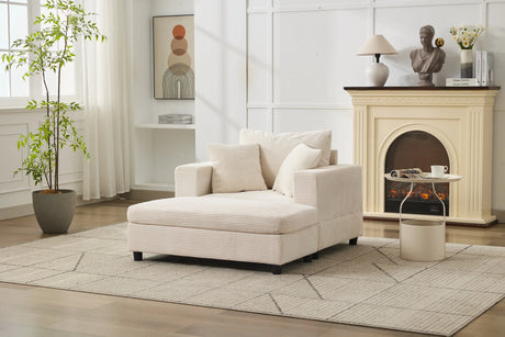 Corduroy Chaise Lounge Chair With Removable Ottoman - Omega Lifestyles