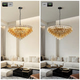 Modern Round 37-Inch Smoke Glass Dimmable Chandelier - Omega Lifestyles
