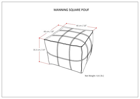 Teal Genuine Buffalo Leather Square Pouf Seating - Omega Lifestyles