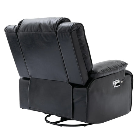 Manual Black Leather Gel Recliner Chair With LED Light Strip - Omega Lifestyles