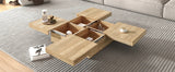 Square Storage Coffee Table Sliding Top Natural Veneer - Omega Lifestyles