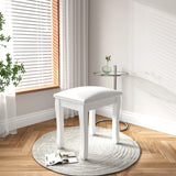 White Solid Wood Vanity Stool With Cushioned Seat - Omega Lifestyles