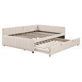 Full Upholstered L-Shaped Daybed With Twin Trundle - Omega Lifestyles
