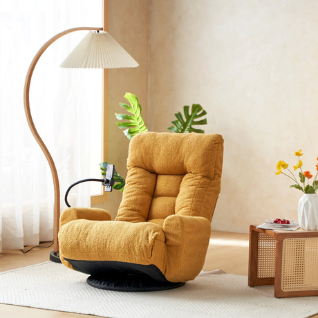 Adjustable Yellow Soft Plush Swivel Lounge Chair - Omega Lifestyles