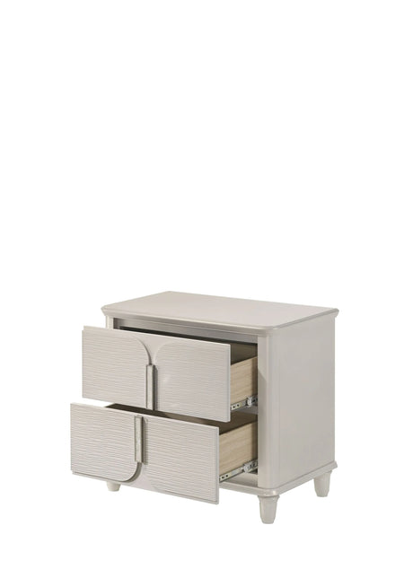 White Acrylic Two-Drawer Nightstand With Smooth Glide Storage - Omega Lifestyles