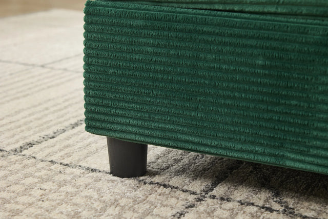 Green Corduroy Chaise Lounge Chair With Ottoman - Omega Lifestyles