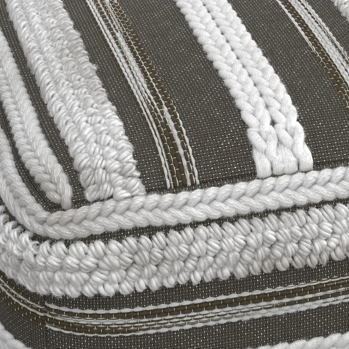 Square Gray Fabric Pouf With Supportive Polystyrene Filling - Omega Lifestyles