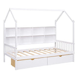 Twin Solid Wood Kids House Bed With Storage Drawers - Omega Lifestyles