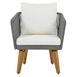 4-Piece Mid-Century Modern Woven Rope Patio Furniture Set - Omega Lifestyles