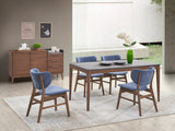 5-Piece Walnut Finish Dining Table And Upholstered Chairs Set - Omega Lifestyles