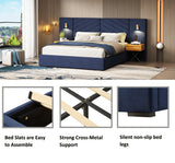 Queen Modern Velvet Upholstered Platform Bed Frame - Omega Lifestyles