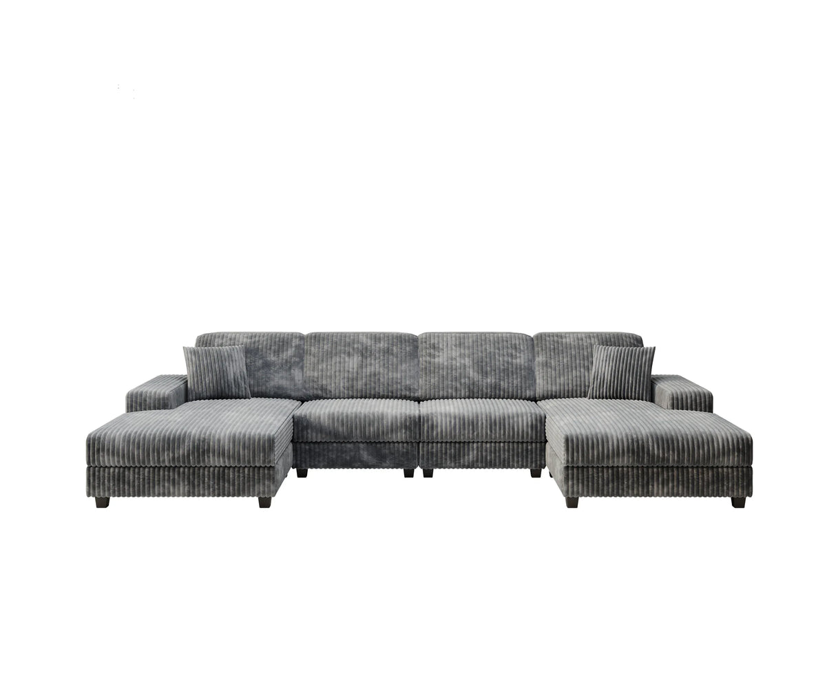 Modern Convertible U-Shaped Corduroy Fabric Sofa - Omega Lifestyles