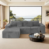 Modular Plush Corduroy Sectional Sofa With Chaise - Omega Lifestyles