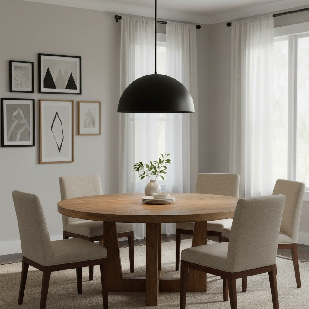 24-Inch Black Steel LED Pendant Light