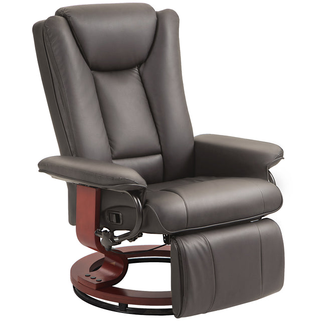 PU Leather Manual Swivel Recliner Chair With Footrest