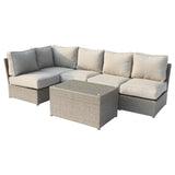 4-Person Handwoven Wicker Outdoor Patio Seating Set With Cushions - Omega Lifestyles