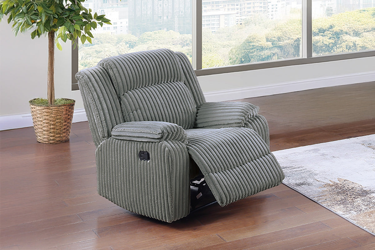 Smoke Fur-Like Corduroy Plush Motion Recliner Chair