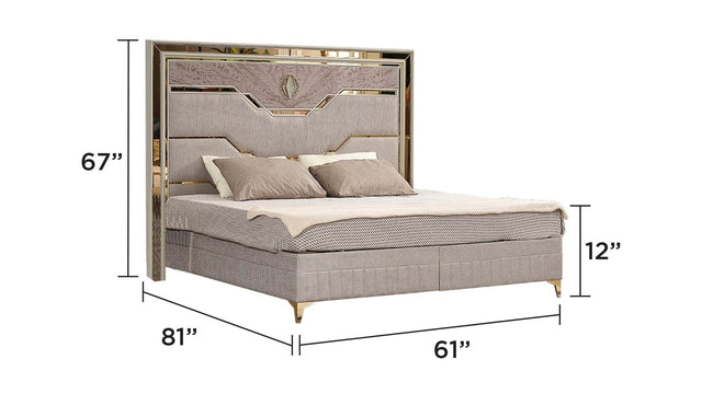 Modern Queen Upholstered Wood Bed Frame With Storage - Omega Lifestyles